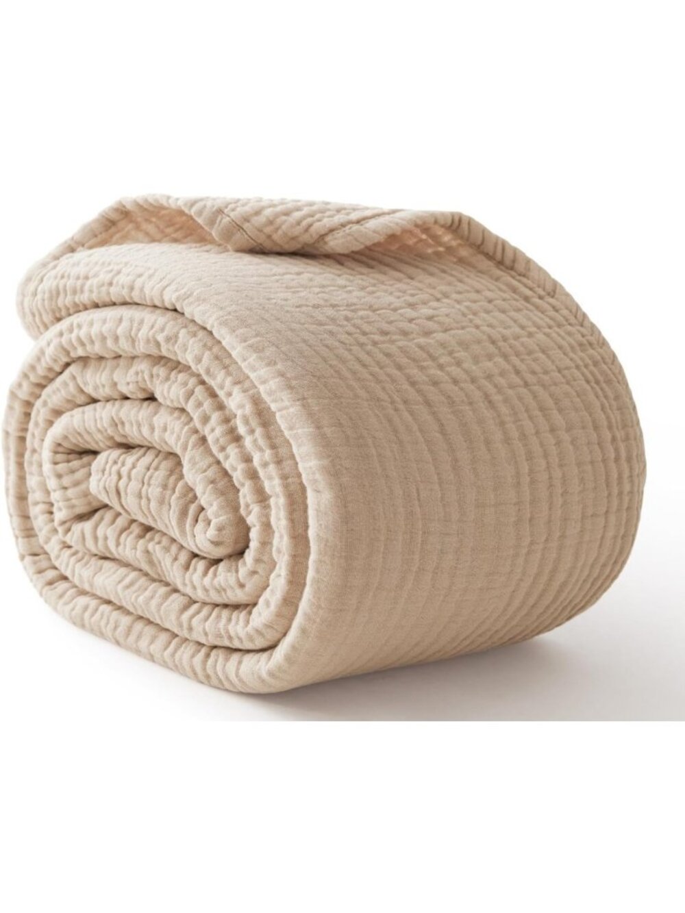Cozy 100% Cotton Muslin Throw Blanket, 6-Layer, 50x60, Soft Beige Home Decor